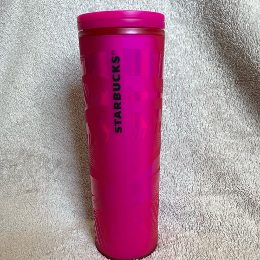 Starbucks Holographic Pink ribbon swirl tumbler 16oz